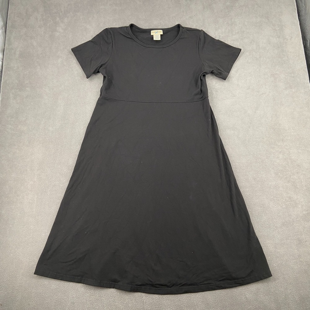TravelSmith A-Line Dress Womens Petite M Black Stretch Lightweight Supplex Knit